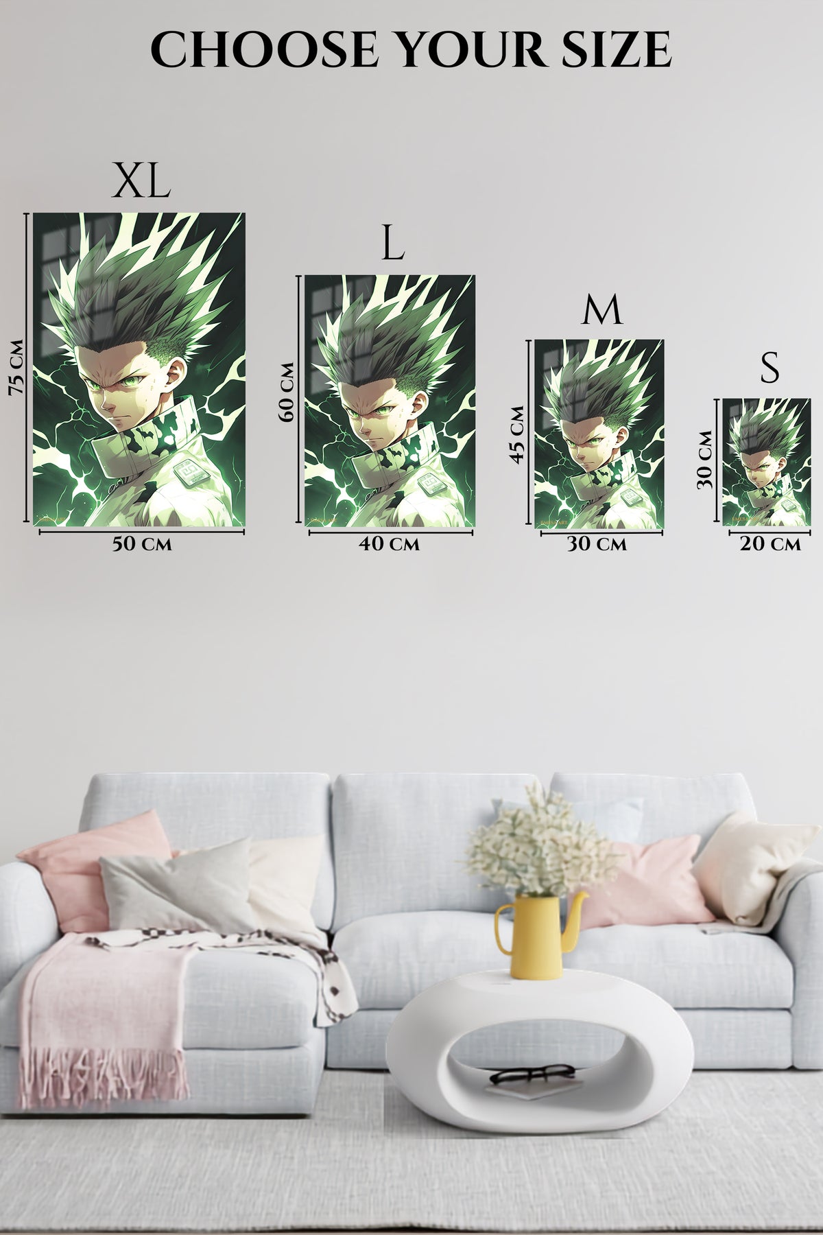 EMESA metal wall art size comparison guide for Windblown Shrine Maiden Portrait