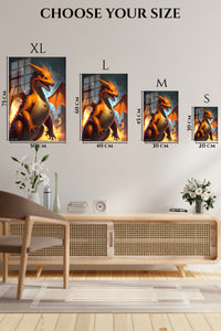 EMESA metal wall art size comparison guide for Flame-Eyed Warrior Portrait