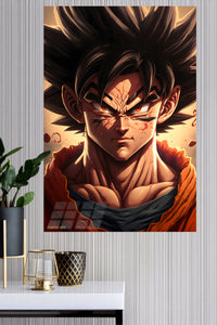 Crimson Gaze Warrior metal wall art displayed in a modern interior