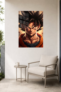 Crimson Gaze Warrior metal wall art displayed in a contemporary living space