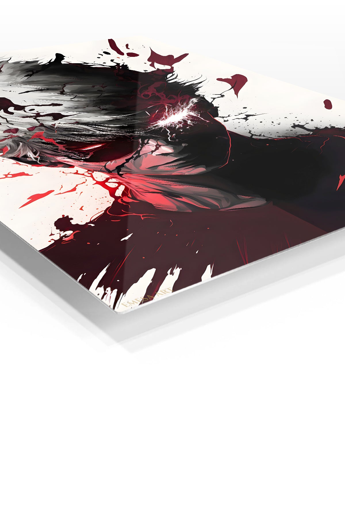 Neon Storm Warrior premium metal wall art Ã¢â‚¬â€œ angled view