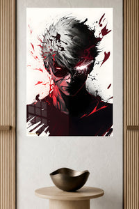 Neon Storm Warrior metal wall art displayed in a modern interior