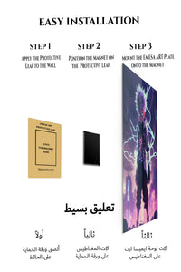 Magnetic mounting installation guide for Shattered Yellow Electric Mouse metal wall art