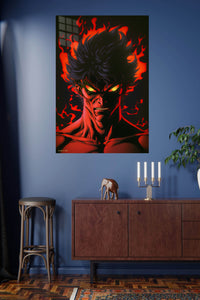 Hooded Wanderer at the Storm Gate metal wall art displayed in a modern interior