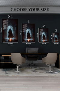 EMESA metal wall art size comparison guide for Azure Blade Masked Warrior