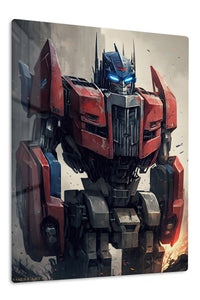 Crimson Sentinel Robot premium metal wall art Ã¢â‚¬â€œ front view