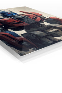Crimson Sentinel Robot premium metal wall art Ã¢â‚¬â€œ angled view
