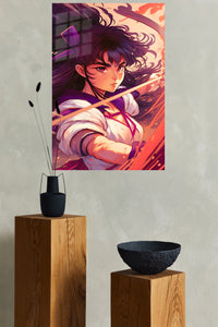 Sunset Archer metal wall art displayed in a modern interior