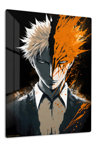 Split Shadow and Orange Portrait premium metal wall art Ã¢â‚¬â€œ front view