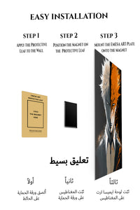 Magnetic mounting installation guide for Split Shadow and Orange Portrait metal wall art
