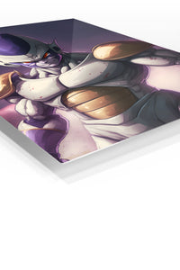 Armored Alien Under Twin Moons premium metal wall art Ã¢â‚¬â€œ angled view