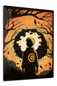 Autumn Forest Warrior Silhouette premium metal wall art Ã¢â‚¬â€œ front view