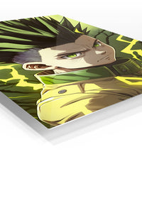 Green-Eyed Lightning Warrior premium metal wall art Ã¢â‚¬â€œ angled view