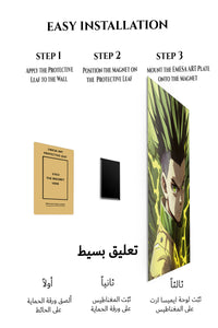 Magnetic mounting installation guide for Green-Eyed Lightning Warrior metal wall art