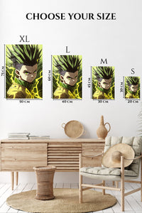 EMESA metal wall art size comparison guide for Green-Eyed Lightning Warrior