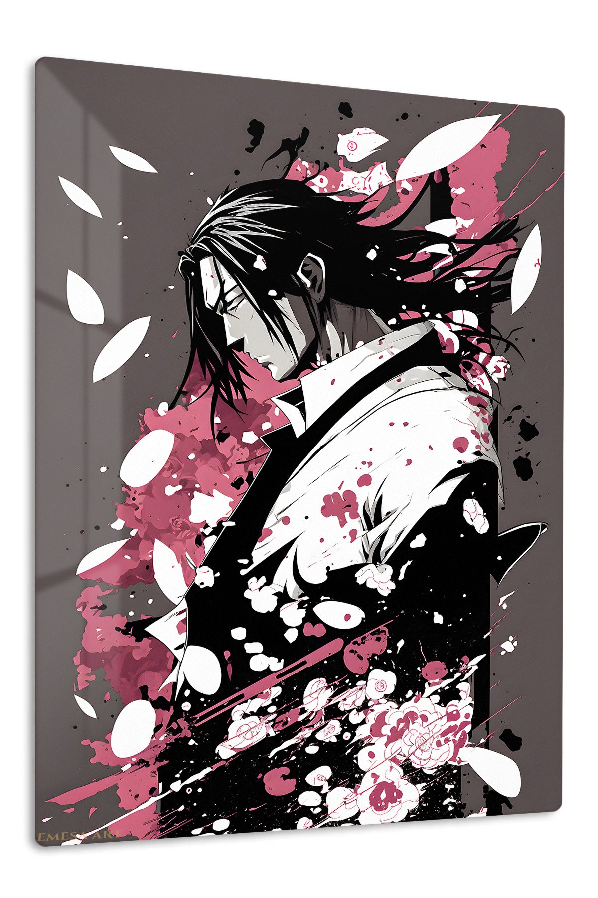 Crimson Petal Warrior premium metal wall art Ã¢â‚¬â€œ front view