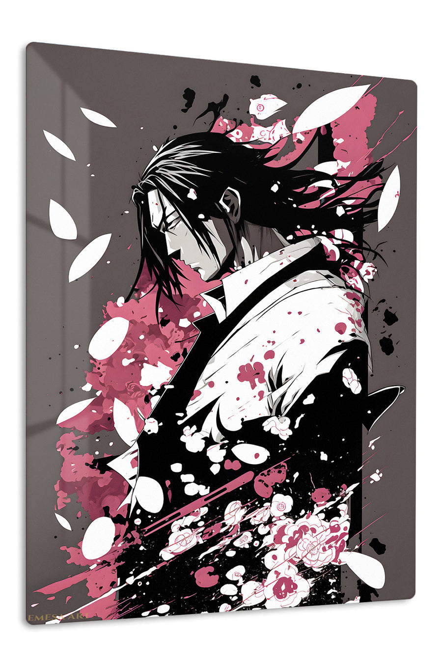 Crimson Petal Warrior premium metal wall art Ã¢â‚¬â€œ front view