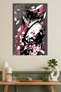 Crimson Petal Warrior metal wall art displayed in a modern interior