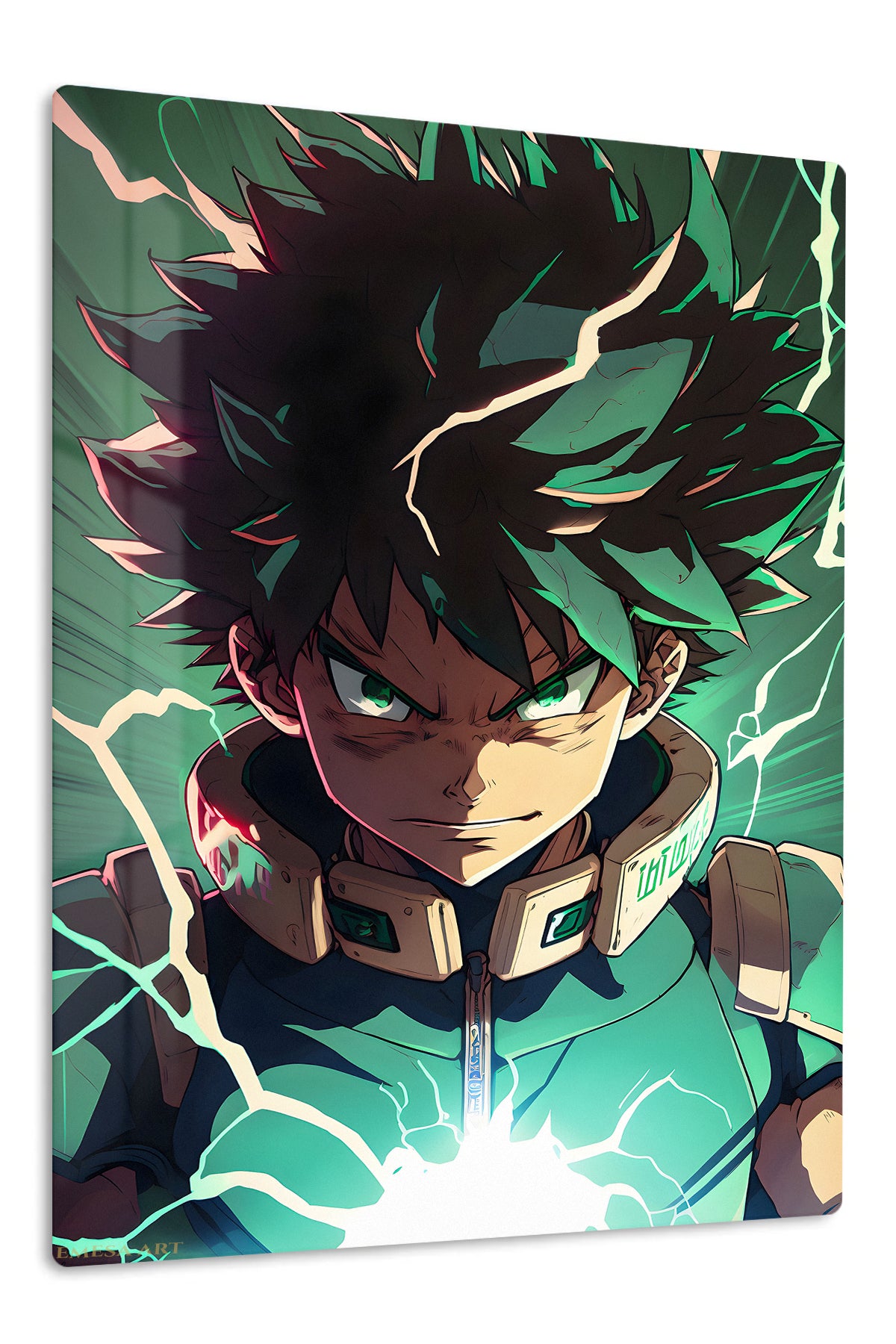 Emerald Lightning Hero premium metal wall art Ã¢â‚¬â€œ front view