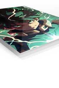 Emerald Lightning Hero premium metal wall art Ã¢â‚¬â€œ angled view