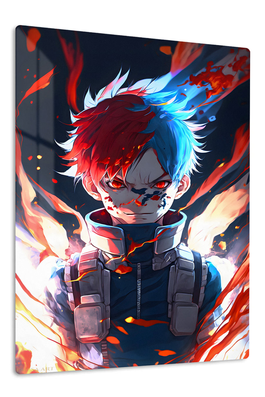 Ember and Frost Warrior premium metal wall art Ã¢â‚¬â€œ front view