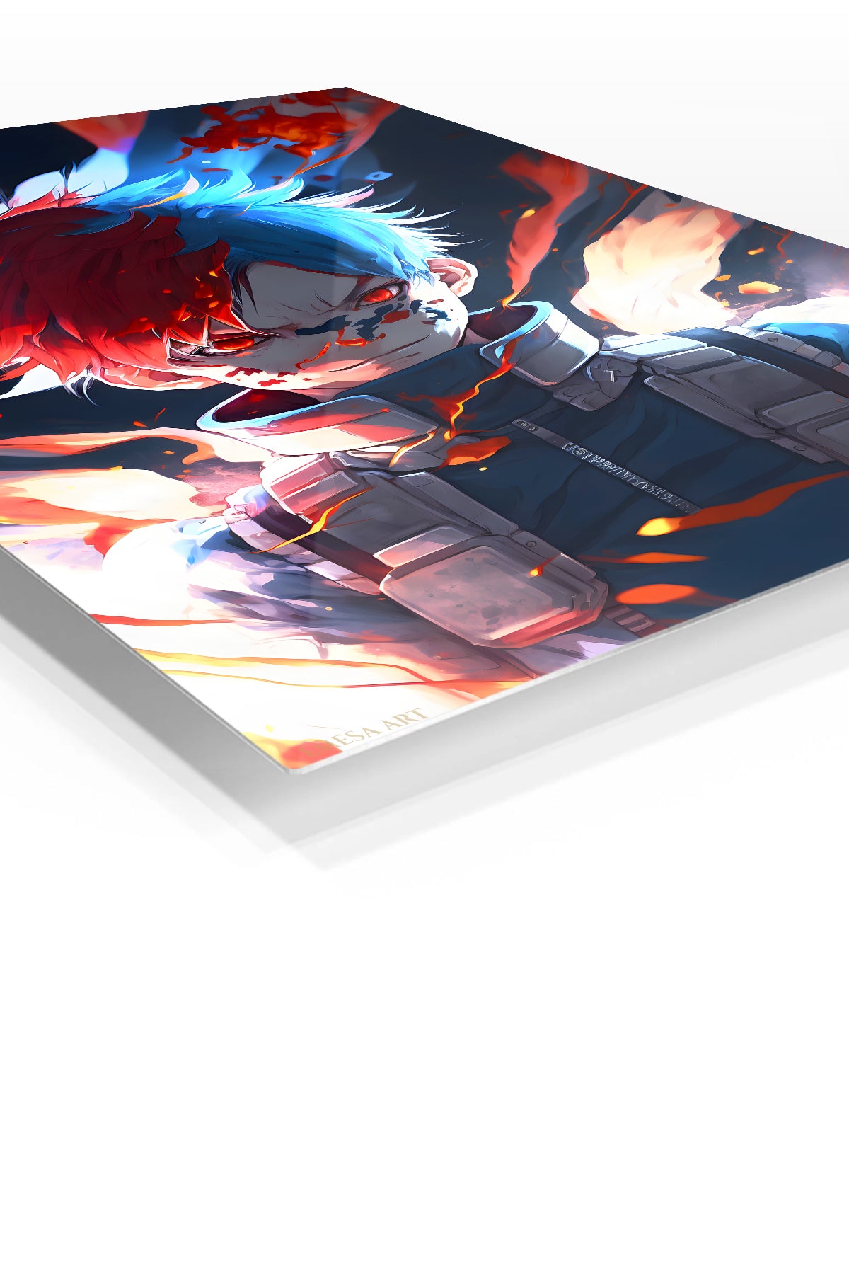 Ember and Frost Warrior premium metal wall art Ã¢â‚¬â€œ angled view
