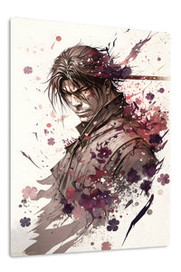 Crimson Ink Warrior premium metal wall art Ã¢â‚¬â€œ front view
