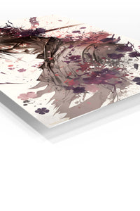 Crimson Ink Warrior premium metal wall art Ã¢â‚¬â€œ angled view