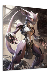 Lavender Cybernetic Guardian premium metal wall art Ã¢â‚¬â€œ front view