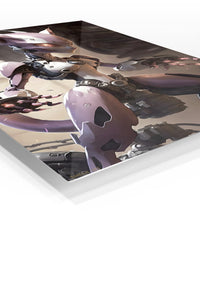 Lavender Cybernetic Guardian premium metal wall art Ã¢â‚¬â€œ angled view