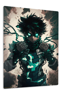 Emerald-Eyed Shadow Hero premium metal wall art Ã¢â‚¬â€œ front view