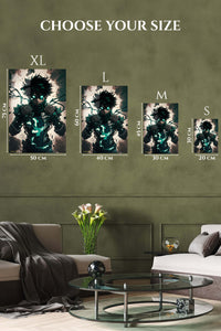 EMESA metal wall art size comparison guide for Emerald-Eyed Shadow Hero