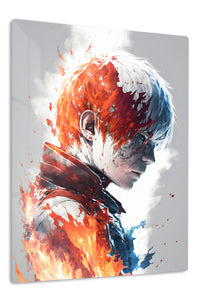 Fire and Ice Warrior Profile premium metal wall art Ã¢â‚¬â€œ front view
