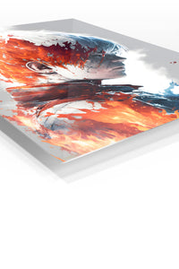 Fire and Ice Warrior Profile premium metal wall art Ã¢â‚¬â€œ angled view
