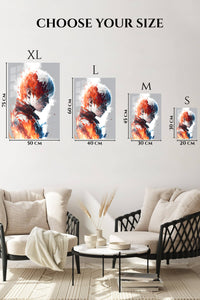 EMESA metal wall art size comparison guide for Fire and Ice Warrior Profile