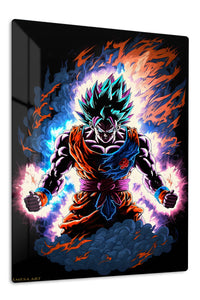 Neon Aura Warrior premium metal wall art Ã¢â‚¬â€œ front view