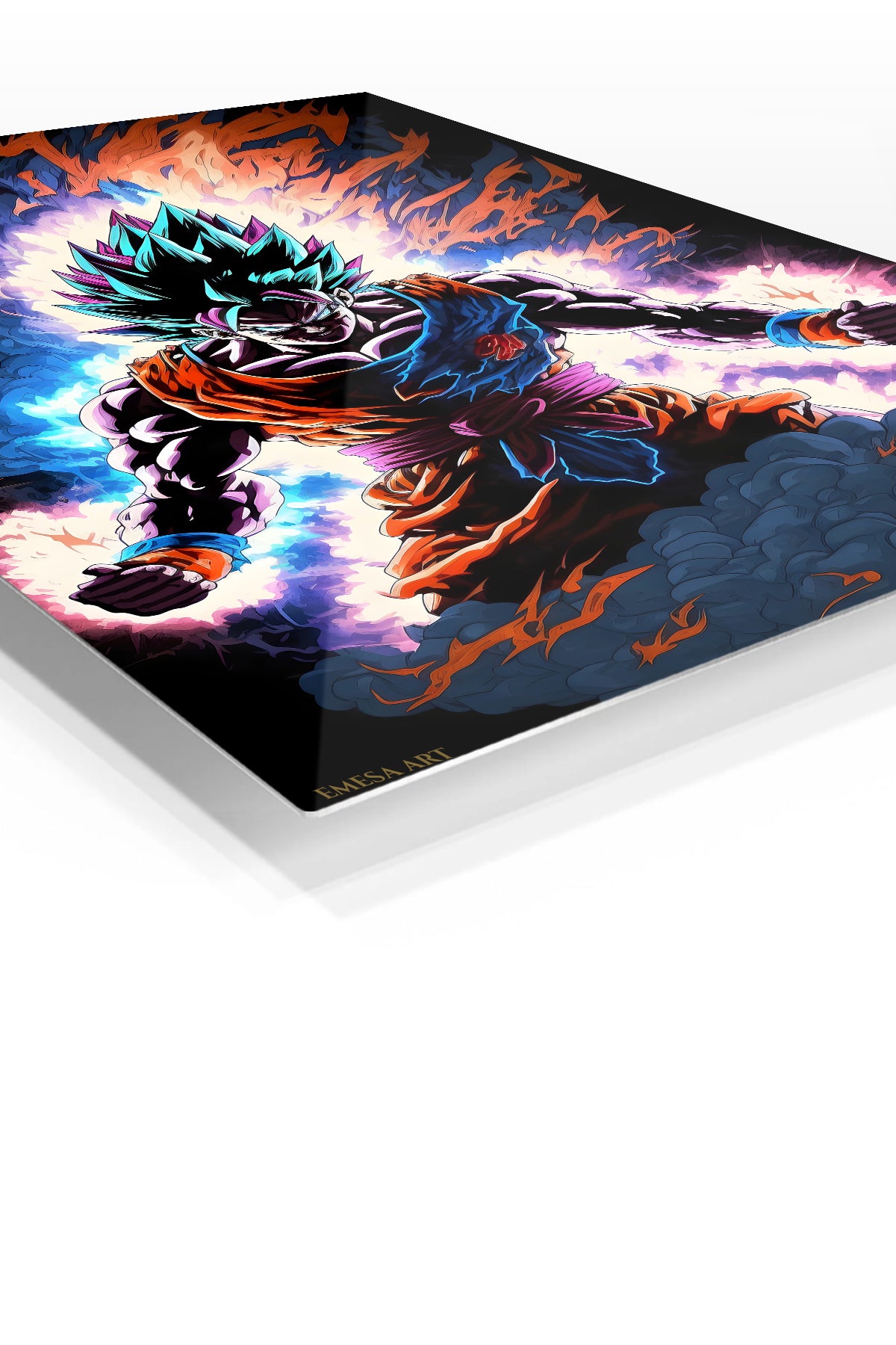 Neon Aura Warrior premium metal wall art Ã¢â‚¬â€œ angled view