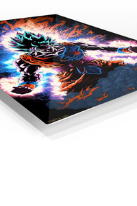 Neon Aura Warrior premium metal wall art Ã¢â‚¬â€œ angled view