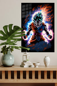 Neon Aura Warrior metal wall art displayed in a modern interior