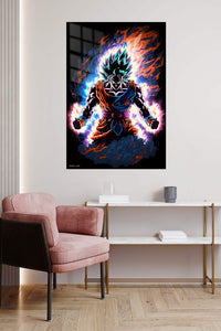 Neon Aura Warrior metal wall art displayed in a contemporary living space