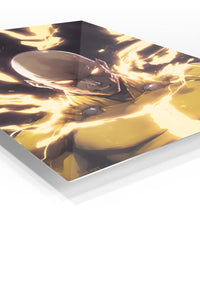 Golden Lightning Warrior premium metal wall art Ã¢â‚¬â€œ angled view