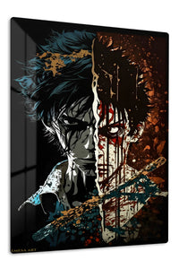 Split Shadow Warrior Portrait premium metal wall art Ã¢â‚¬â€œ front view
