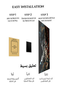 Magnetic mounting installation guide for Split Shadow Warrior Portrait metal wall art