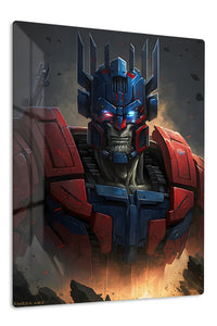 Ember Crown Mech premium metal wall art Ã¢â‚¬â€œ front view