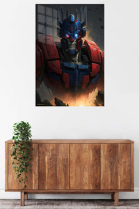 Ember Crown Mech metal wall art displayed in a contemporary living space