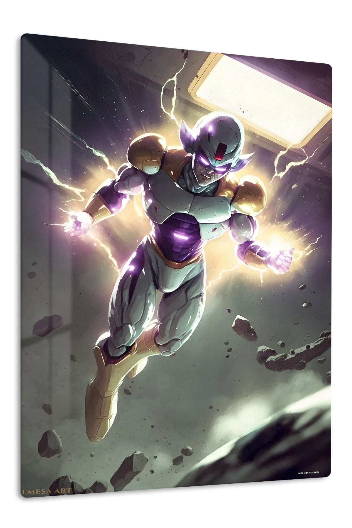 Lightning Armored Warrior premium metal wall art Ã¢â‚¬â€œ front view