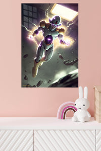 Lightning Armored Warrior metal wall art displayed in a modern interior