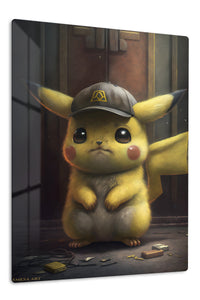 Yellow Mouse in an Emblem Cap premium metal wall art Ã¢â‚¬â€œ front view