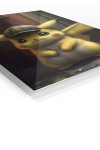 Yellow Mouse in an Emblem Cap premium metal wall art Ã¢â‚¬â€œ angled view