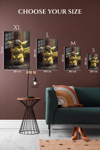 EMESA metal wall art size comparison guide for Yellow Mouse in an Emblem Cap